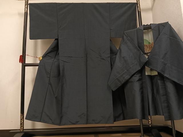 平和屋着物●男性 紬 アンサンブル 正絹 逸品 AABG7596ph
