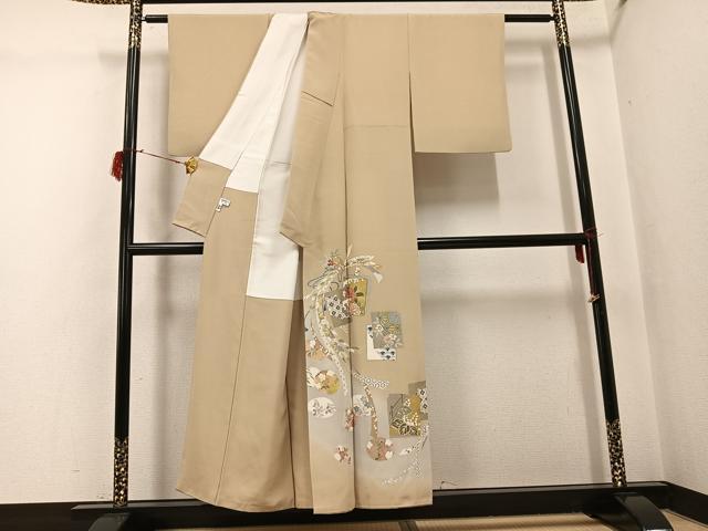 平和屋着物●伝統工芸士 村井紀夫 色留袖 駒刺繍 色紙吉祥花文 金彩 正絹 逸品 AABG7597ph