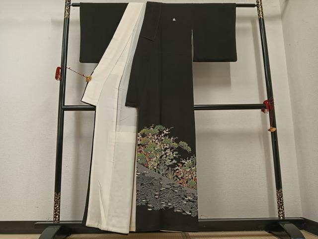 平和屋着物●森青山 黒留袖 松竹梅文 金彩 正絹 逸品 AABG7600ph