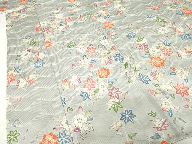 平和屋着物▽上質な小紋 単衣 辻が花 舞花文 正絹 逸品 AABG7603ck