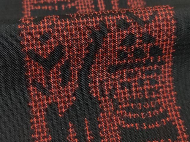 平和屋着物▽小紋 単衣 古代壁画間道 黒地 洗える着物 AABG7611ck