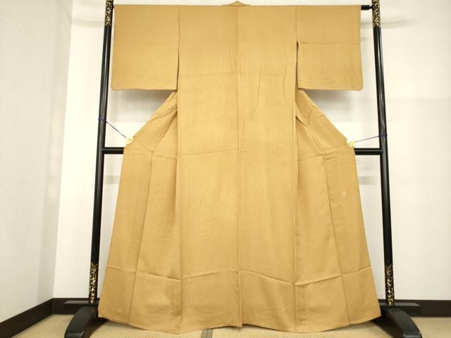 平和屋着物▽京加賀友禅 百貫達雄 色無地 単衣 芝翫茶色 正絹 逸品 AABG7619ck