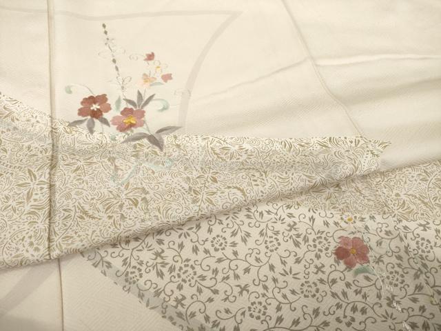 平和屋着物▽訪問着 単衣 刺繍 飾花文 金彩 銀糸 正絹 逸品 AABG7620ck