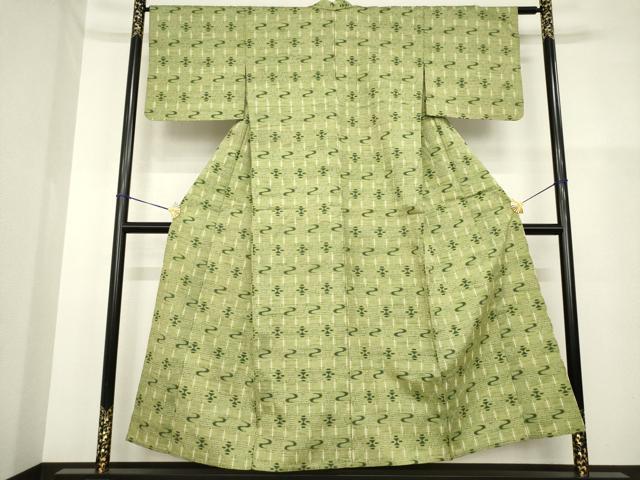 平和屋着物▽上質な紬 単衣 琉球絣文様 正絹 逸品 AABK4622cs