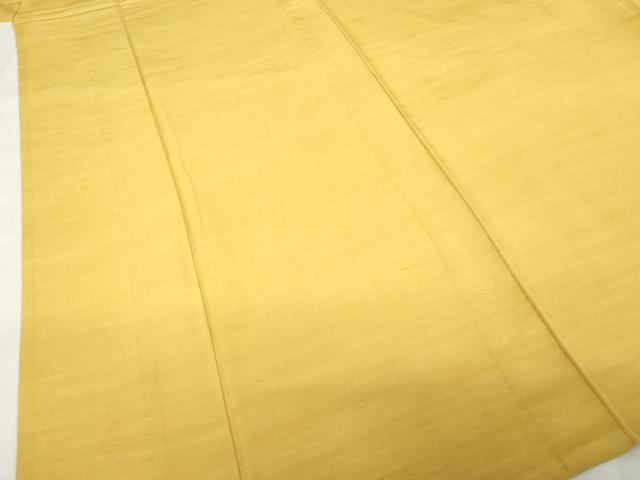 平和屋着物▽上質な紬 単衣 色無地 黄朽葉色 正絹 逸品 AABG7631ck