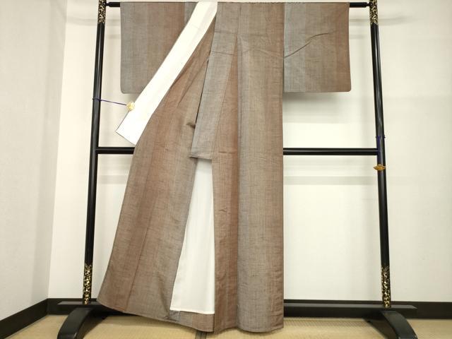 平和屋着物▽上質な紬 単衣 間道 正絹 逸品 AABG7636ck