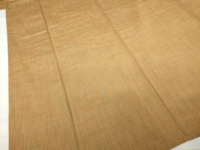 平和屋着物▽上質な紬 単衣 格子 正絹 逸品 AABG7639ck