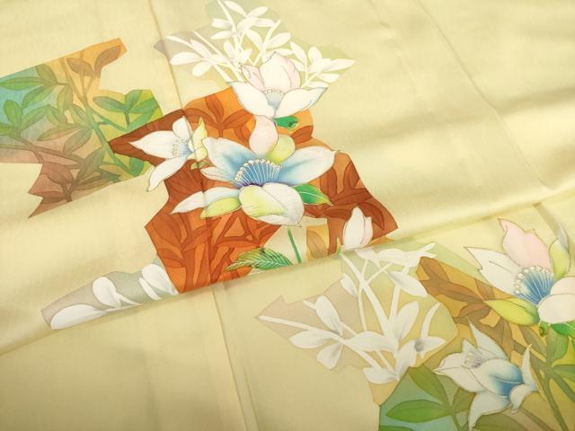 平和屋着物▽訪問着 単衣 刺繍 草花文 金彩 正絹 逸品 AABG7646ck