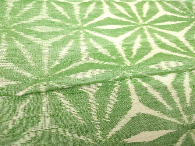 平和屋着物▽上質な紬 単衣 麻の葉文様 正絹 逸品 AABG7667ck