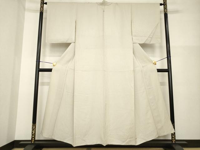 平和屋着物▽上質な色無地 単衣 舞花地紋 空五倍子色 正絹 逸品 AABG7671ck