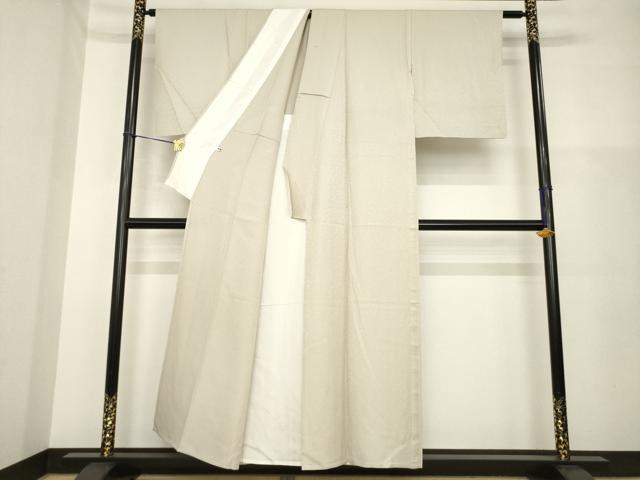 平和屋着物▽上質な色無地 単衣 舞花地紋 空五倍子色 正絹 逸品 AABG7671ck