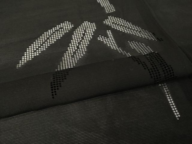 平和屋着物▽羽織 スリーシーズン 春夏秋 塵除け 笹竹紋絽 黒地 正絹 逸品 AABG7675ck