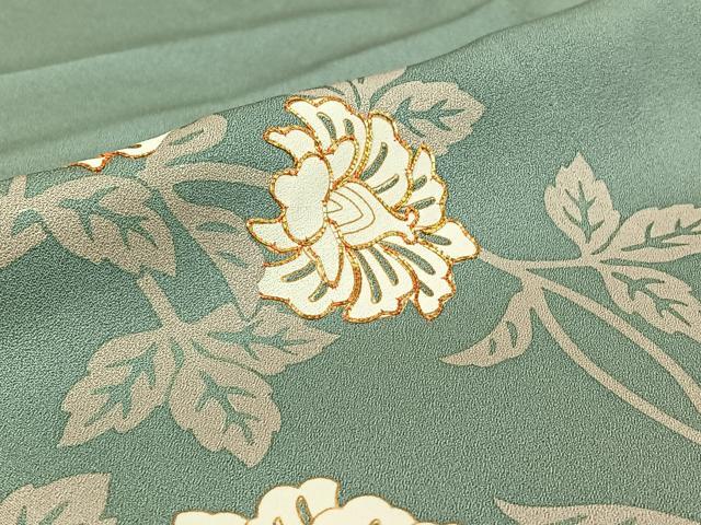 平和屋着物▽訪問着 単衣 駒刺繍 草花文 正絹 逸品 AABG7683jh