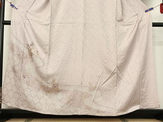 平和屋着物▽訪問着 単衣 絞り 刺繍 亀甲花文 金彩 正絹 逸品 AABG7685jh
