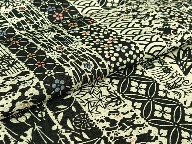 平和屋着物▽上質な小紋 単衣 型染め 吉祥花文 正絹 逸品 AABG7689jh