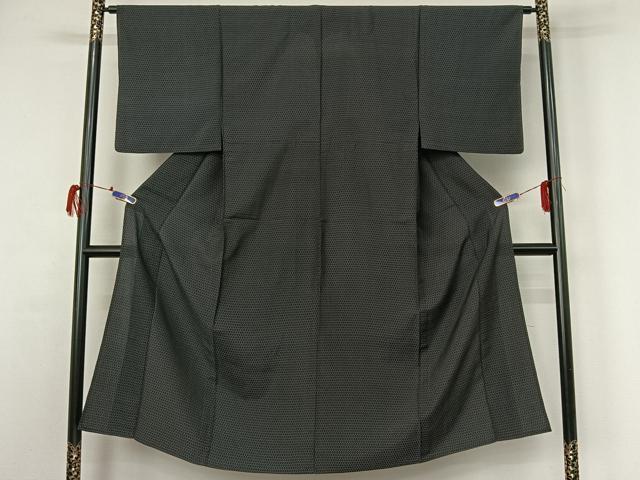 平和屋着物▽男性 紬 単衣 総詰め 黒地 正絹 逸品 AABG7690jh