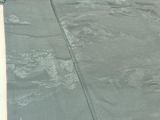平和屋着物▽上質な色無地 単衣 風景地紋 浅縹色 正絹 逸品 AABG7693jh