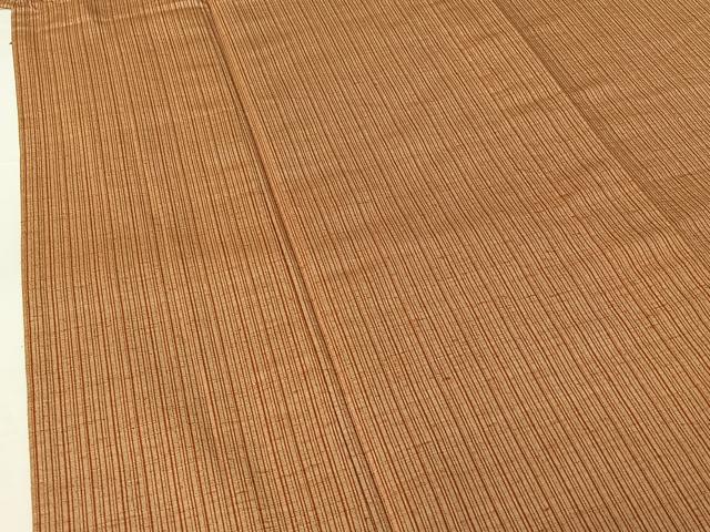 平和屋着物▽上質な紬 単衣 縞 正絹 逸品 AABG7695jh