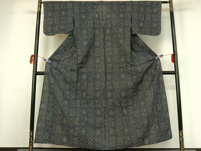 平和屋着物▽小紋 単衣 琉球絣文様 AABG7703jh