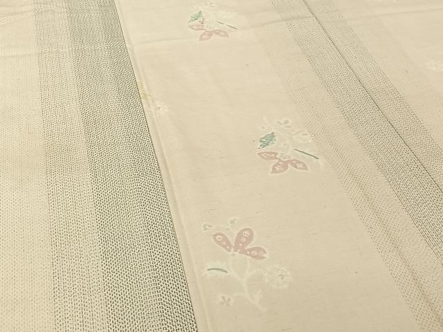 平和屋着物▽上質な紬 単衣 絞り 草花文 正絹 逸品 AABG7709jh