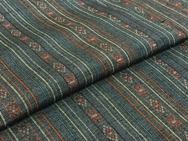 平和屋着物▽上質な紬 単衣 縞 正絹 逸品 AABG7722jh