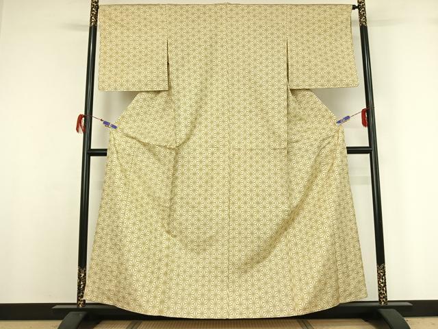 平和屋着物▽上質な紬 単衣 麻の葉文様 正絹 逸品 AABG7727jh