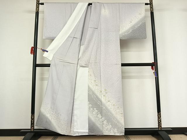 平和屋着物▽訪問着 単衣 草花文 暈し染め 金彩 正絹 逸品 AABG7731jh