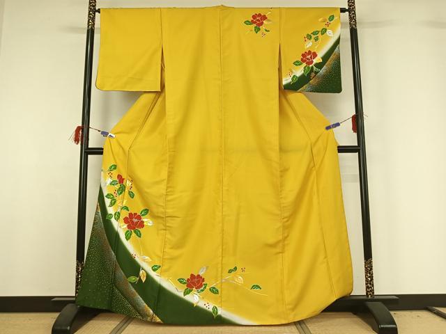 平和屋着物▽訪問着 単衣 枝花文 暈し染め 金銀彩 洗える着物 AABG7734jh