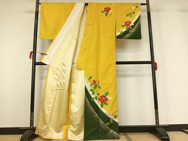 平和屋着物▽訪問着 単衣 枝花文 暈し染め 金銀彩 洗える着物 AABG7734jh