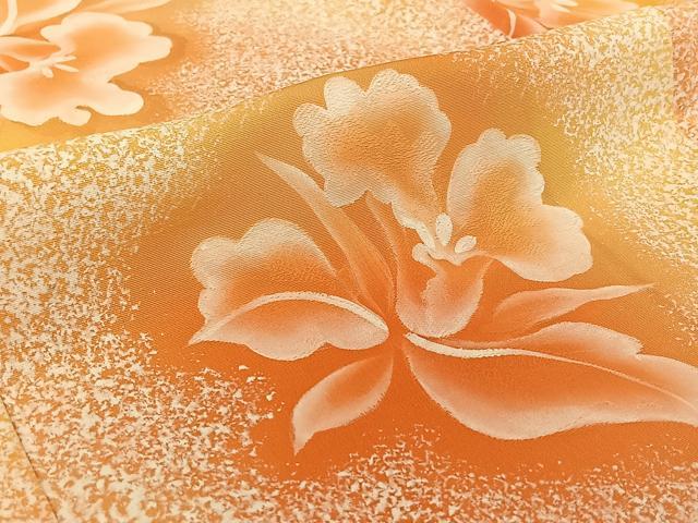 平和屋着物▽上質な小紋 単衣 地紋起こし 草花文 暈し染め 正絹 逸品 AABG7737jh