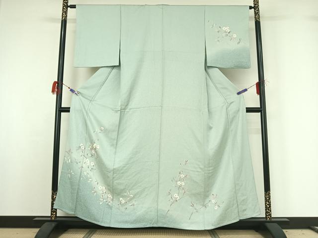 平和屋着物▽訪問着 単衣 枝花文 正絹 逸品 AABG7739jh