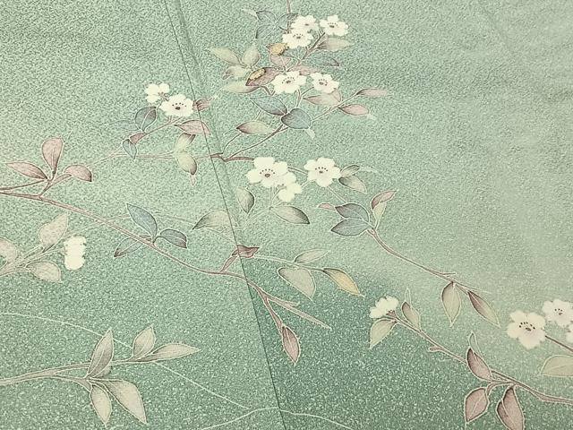 平和屋着物▽訪問着 単衣 枝花文 正絹 逸品 AABG7739jh