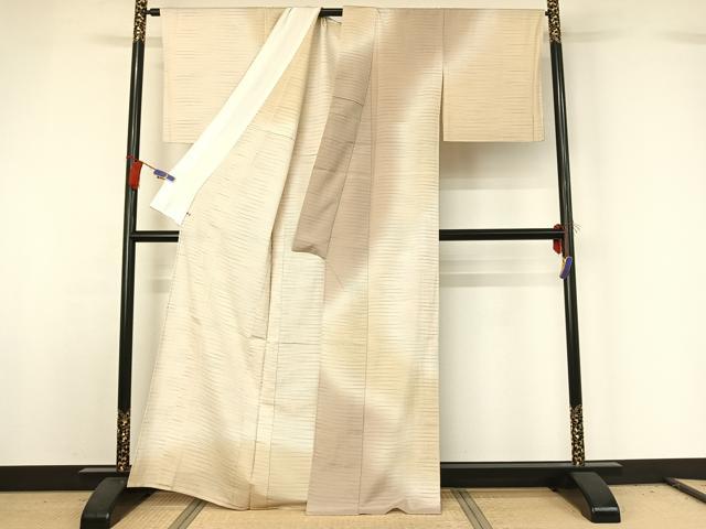 平和屋着物▽本塩沢 やまだ織 訪問着 染色作家 桐村博 単衣 雪の中の布 暈し染め さが美扱い 証紙付き 正絹 逸品 AABG7751jh