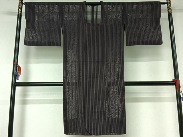 平和屋着物▽道中着 スリーシーズン 春夏秋 塵除け 縞 ロング丈 正絹 逸品 AABG7760jh