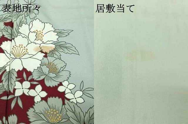 平和屋着物▽訪問着 単衣 草花文 金彩 洗える着物 AABG7765jh