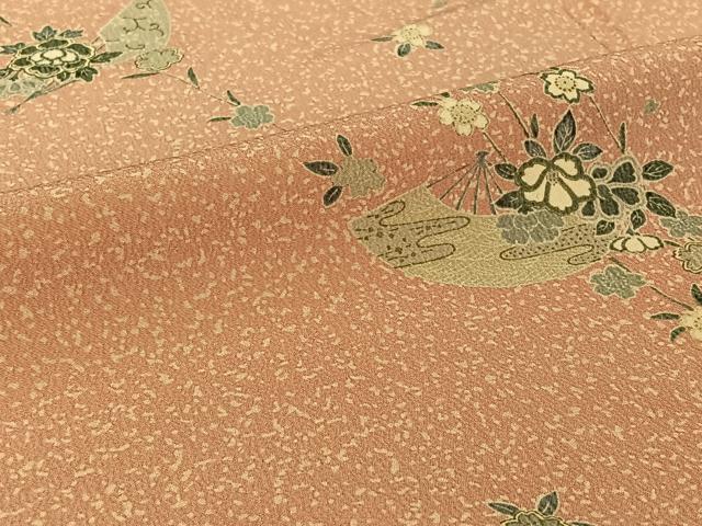 平和屋着物▽上質な小紋 単衣 扇面花文 正絹 逸品 AABG7773jh