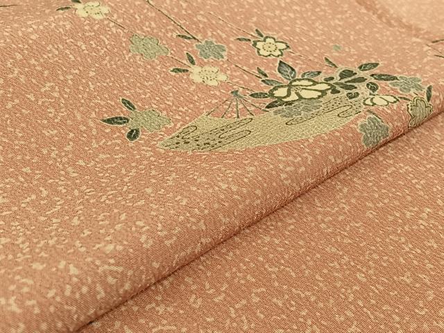 平和屋着物▽上質な小紋 単衣 扇面花文 正絹 逸品 AABG7773jh