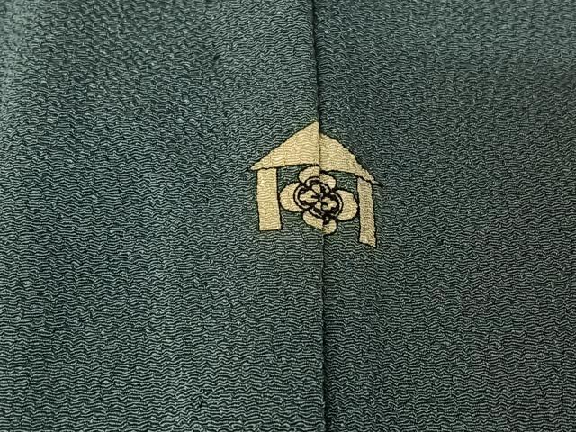 平和屋着物▽色無地 単衣 青碧色 鬼しぼ縮緬 洗える着物 AABG7775jh