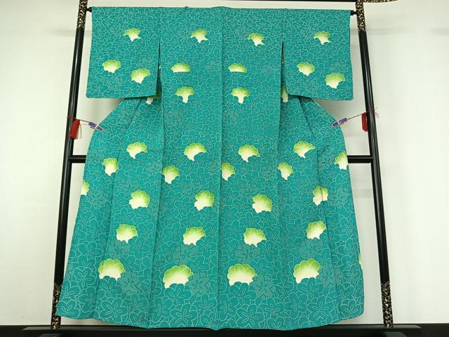 平和屋着物▽上質な小紋 単衣 花尽くし文 鬼しぼ縮緬 正絹 逸品 AABG7782jh
