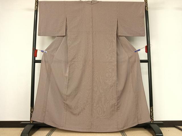 平和屋着物▽上質な小紋 単衣 縞 正絹 逸品 AABG7784jh