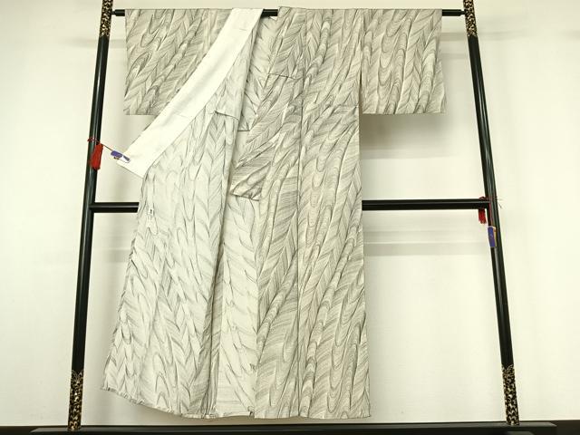 平和屋着物▽上質な小紋 単衣 作家物 流水文 鬼しぼ縮緬 正絹 逸品 AABG7788jh