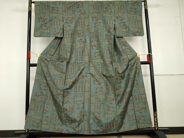平和屋着物●本場大島紬 一元7マルキ 吉祥草花文 正絹 逸品 未使用 AABG7819cs