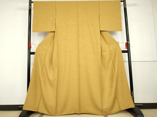 平和屋着物●上質な色無地 山吹色 正絹 逸品 AABG7820cs
