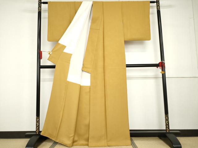 平和屋着物●上質な色無地 山吹色 正絹 逸品 AABG7820cs