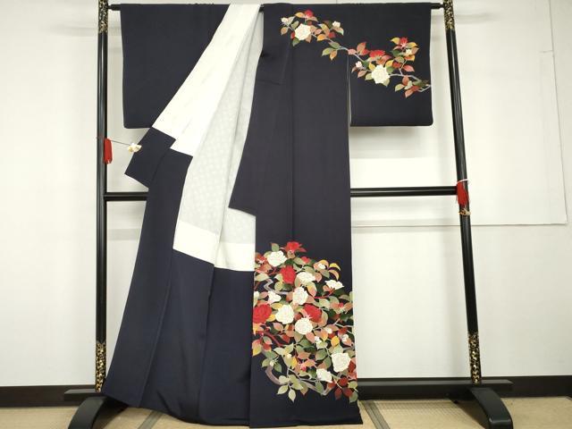 平和屋着物●訪問着 手描き 枝花文 金彩 正絹 逸品 AABG7823cs