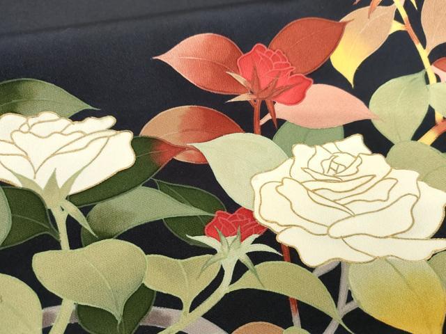 平和屋着物●訪問着 手描き 枝花文 金彩 正絹 逸品 AABG7823cs