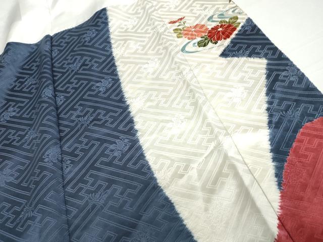 平和屋着物●豪華振袖 駒刺繍 絞り 御所車草花文 金糸 金彩 ロング丈 正絹 逸品 AABG7831cs