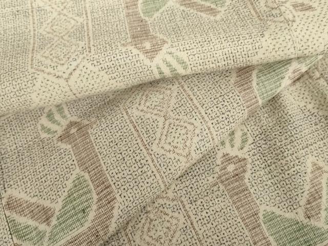 平和屋着物●本場結城紬 重要無形文化財 80亀甲 鳥 正絹 逸品 未使用 AABG7837cs