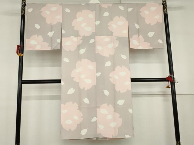 平和屋着物●長襦袢 袷 舞桜文 正絹 逸品 未使用 AABG7849cs