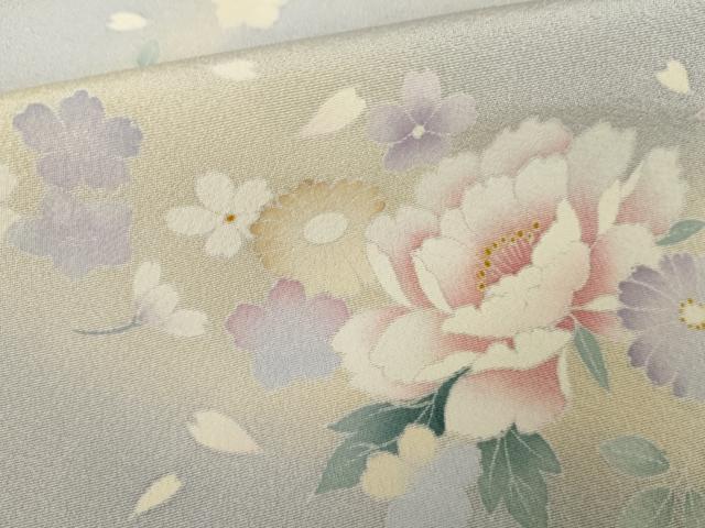 平和屋着物●訪問着 草花文 暈し染め 正絹 逸品 未使用 AABG7861cs